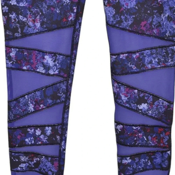 Ivivva  Rhythmic Tight Leggings Purple Black Mesh Athletic Size 14 - Picture 3 of 7